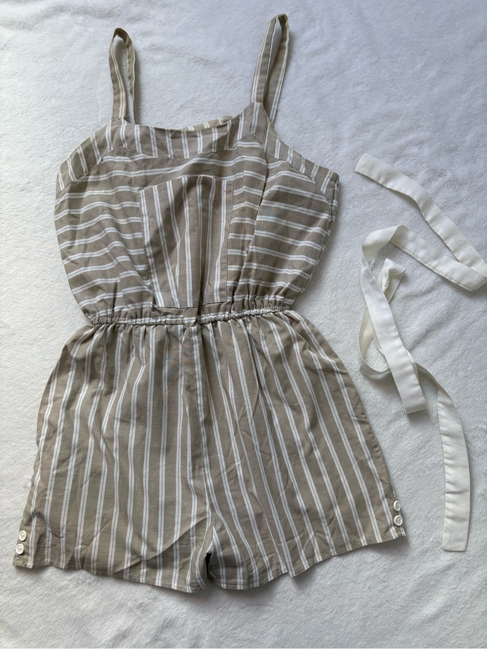 Beige and white striped romper